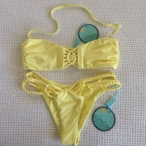 Frankie's Bikinis Mary Jane Set in Yellow NWT