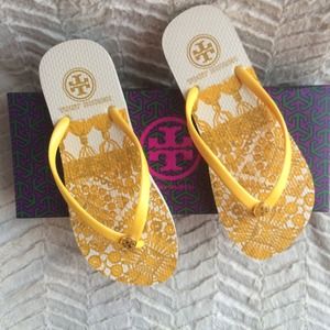 SOLD! Tory Burch Print Flip-Flop Golden Sun Yellow
