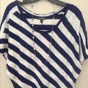 Basic navy and white striped blouse