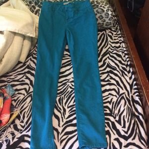 Turquoise skinny jeans