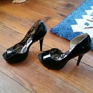 Black Shiney cut out peep toe