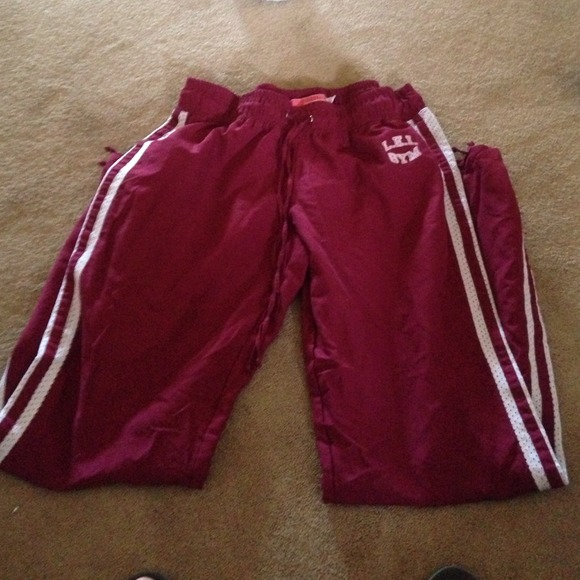 Red and while LEI sweatpants