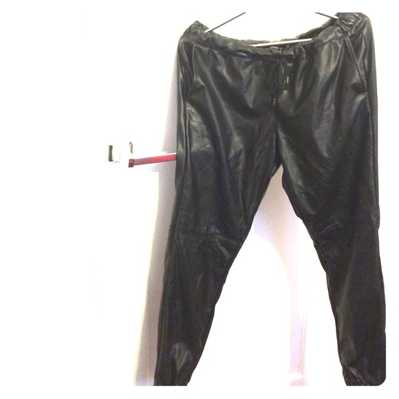 Faux leather joggers