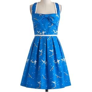 Modcloth pleated, bowed seagull dress