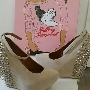 Jeffrey Campbell Aubrey Spike Nude Platform Wedge