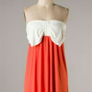 Orange and White Bow Front Dress