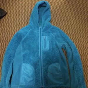 A blue fuzzy and soft sweatshirt!