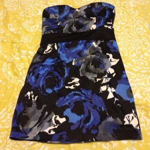 Blue and black rose inspired mini dress