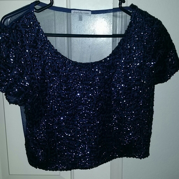 Charlotte Russe Sparkly Crop Top, L