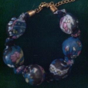 Unique fabric bracelet in blue floral!
