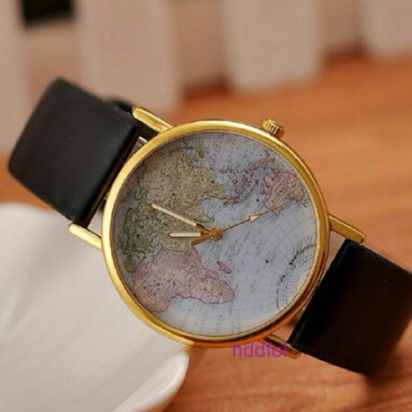 Black map world watch