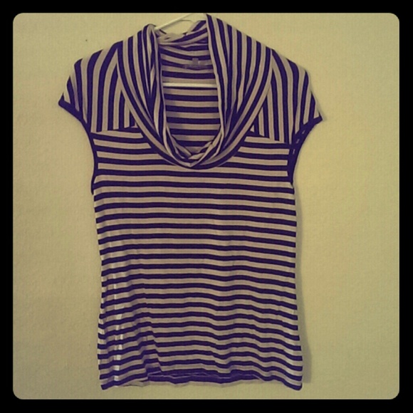 Striped cowl neck top