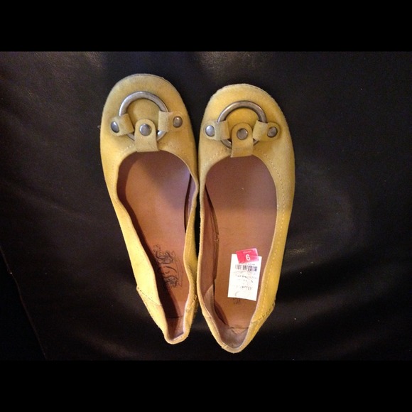 Genuine Suede Mustard Yellow Flats