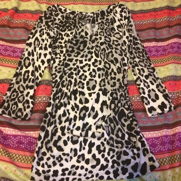 Leopard print blouse with surplice detail