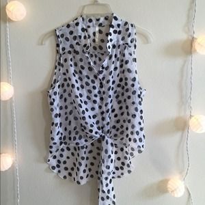 Polka Dot Dressy Sleeveless Blouse