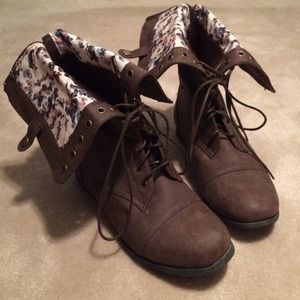 Floral Lined Combat Boots