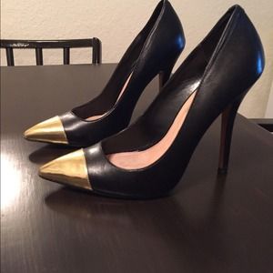 Black cap toe heels