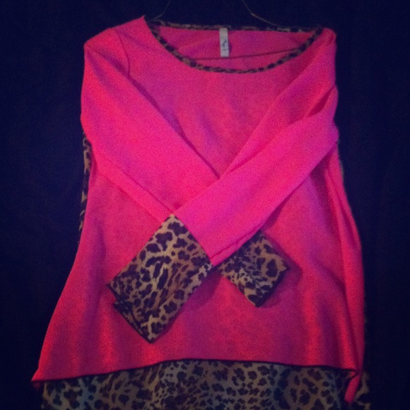 Pink and leopard high low top