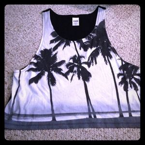 VS PINK Black & White Palm Tree Tank