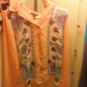 High to low orange designed shirt