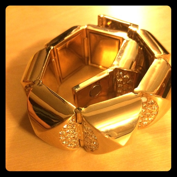CC SKYE gold pave pyramid cuff bracelet