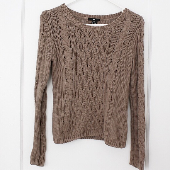 H&M Taupe Brown Cable-Knit Sweater