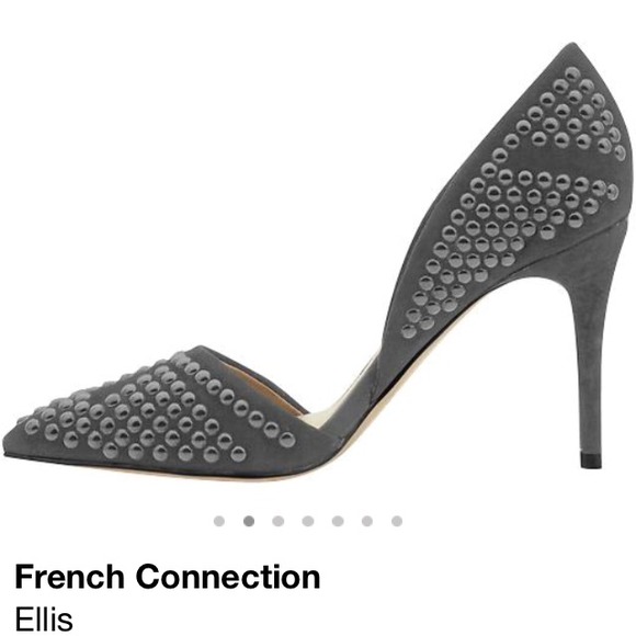 Grey Ellis studded d'orsay pumps pointed toe - Picture 2 of 3