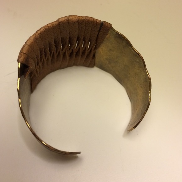 Boho Gold Leather Bracelet - Picture 2 of 3