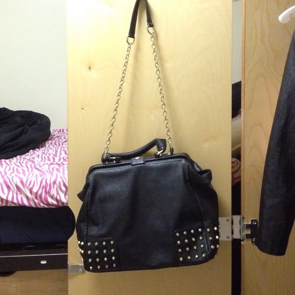 Studded Messenger Bag with chained handle