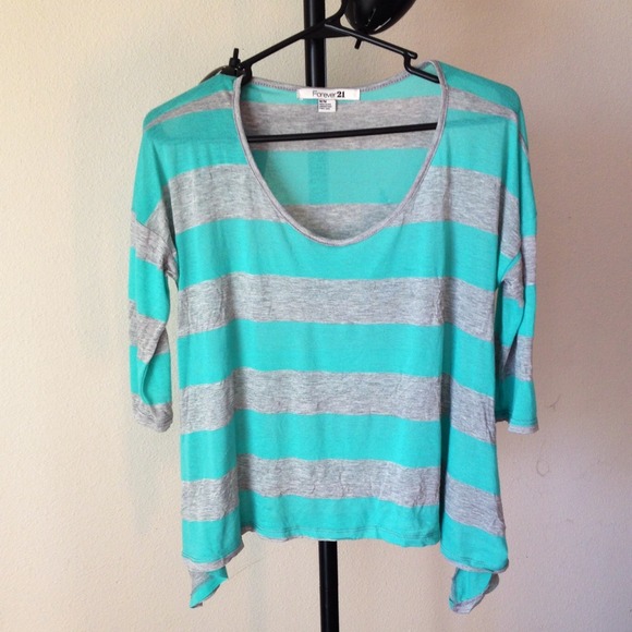 Teal and Grey loose fitting asymmetrical shirt
