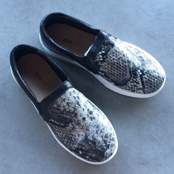 Faux Snake Skin Slip On Sneakers