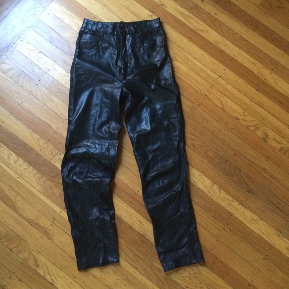 High waist leather pants