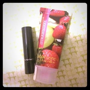 MAC lipstick and Strawberry Kiwi Body lotion