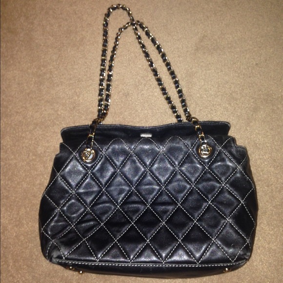 Black and Gold Quilted Chanel Bag