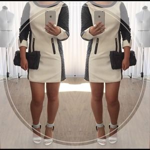 Classic black ➕white Vegan Leather one piece dress