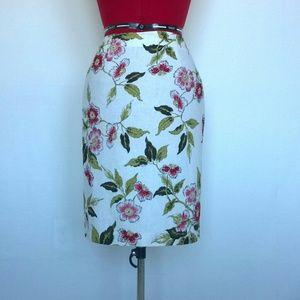 Linen Blend Flower Print skirt