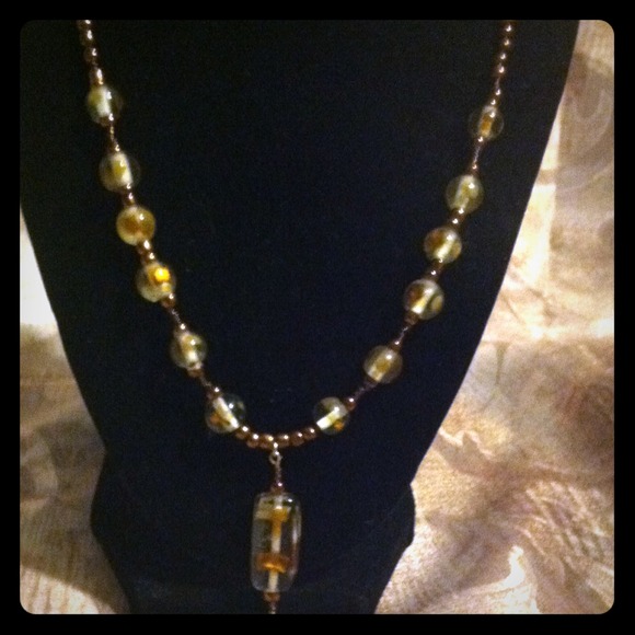 Beautiful bronze glass bead necklace
