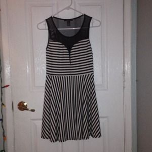 Black and white striped dress