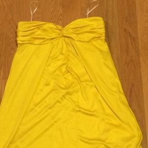 Yellow, strapless dress