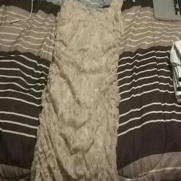 Nude lace mini dress