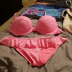 pink & white bathing suit