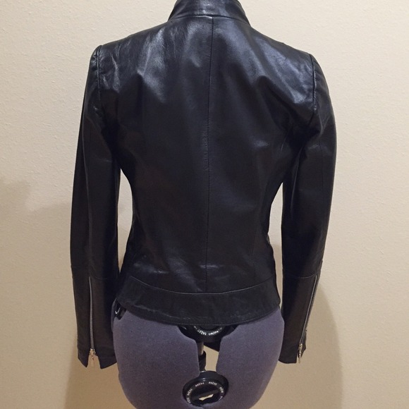 Bebe real black leather biker jacket - Picture 2 of 4