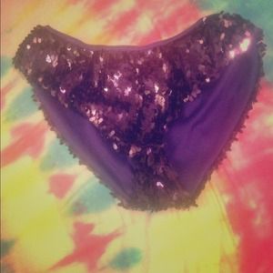 Purple sequin bikini style rave bottoms