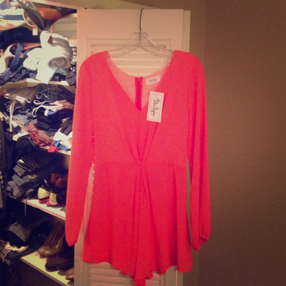 Peach long sleeve romper