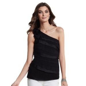 White House Black Market tiered one-shoulder top