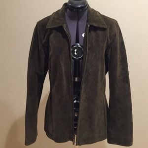 Guess dark forest green suede jacket