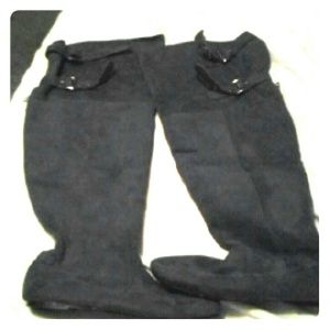 BABY PHAT Cute mid thigh grey flat swade boot