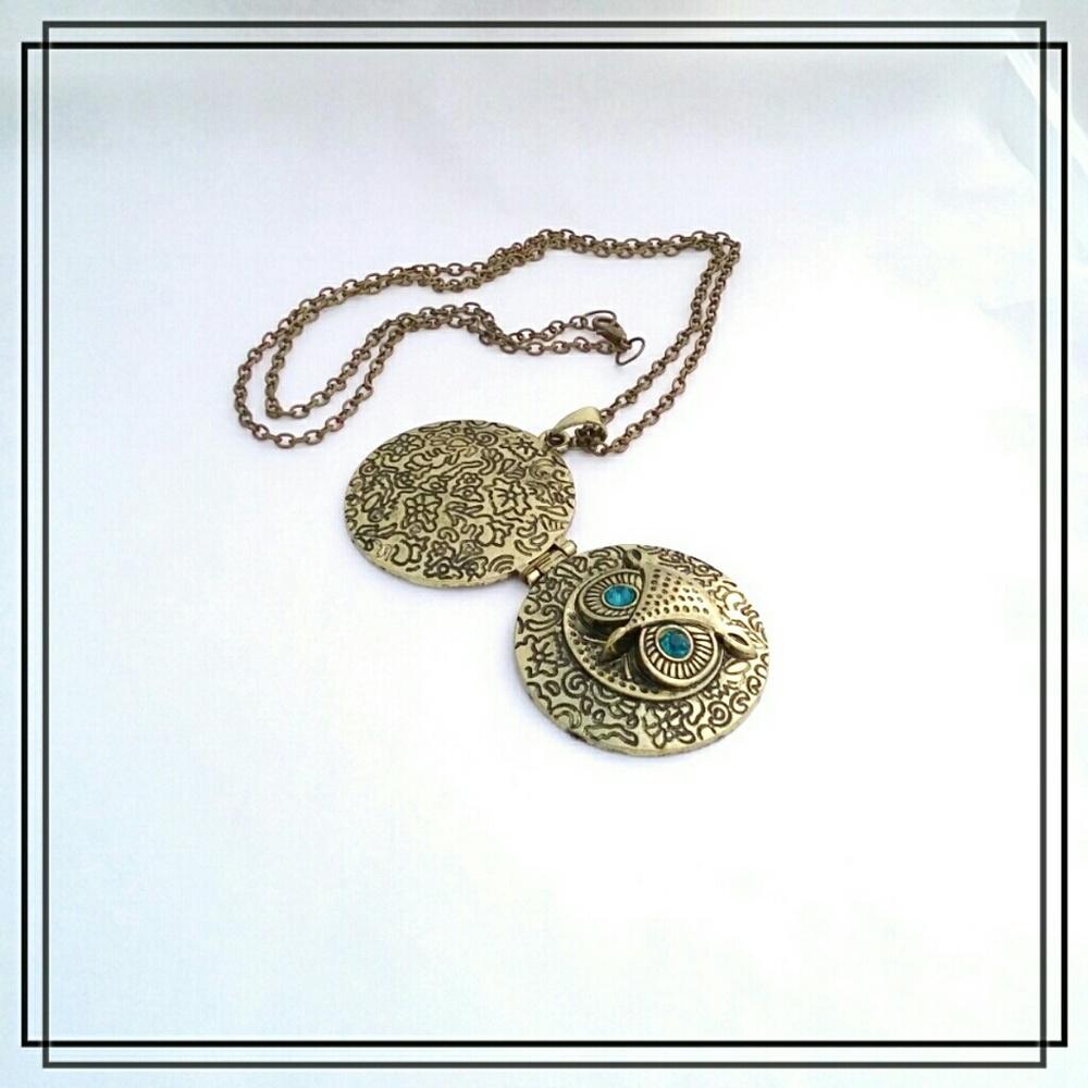 Owl Locket Necklace Retro Vintage Style