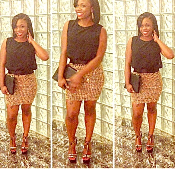 Black and gold dress.