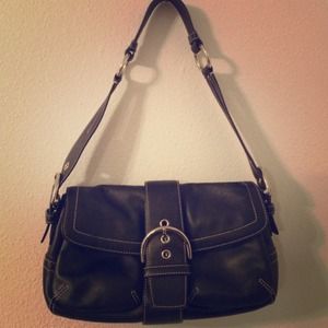 Black leather authentic coach purse